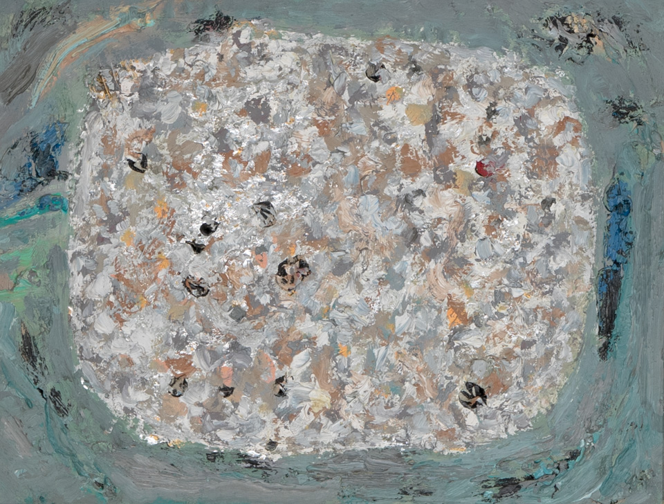 Stone #5 is an original oil on panel painting measuring 11 × 14 inches, completed in 1978 by American Expressionist Landscape painter Bud Holman.
