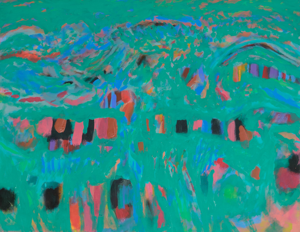 Brusa is an original oil on canvas painting measuring 22 × 28 inches, completed in 2014 by American Expressionist Landscape painter Bud Holman.