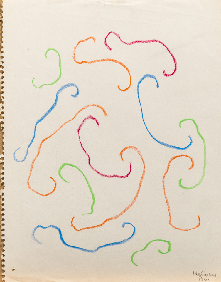 unnamed is an original crayon drawing measuring 15.5 × 11 inches, completed in 1964 by American Expressionist Landscape painter Bud Holman.