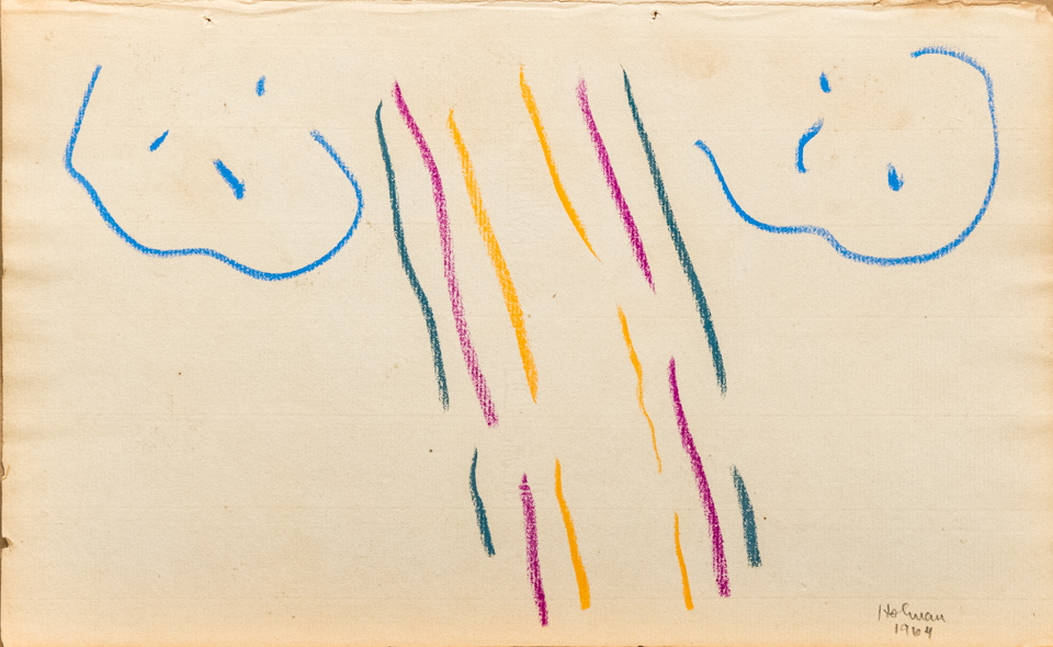 unnamed is an original crayon drawing measuring 8 × 13 inches, completed in 1964 by American Expressionist Landscape painter Bud Holman.