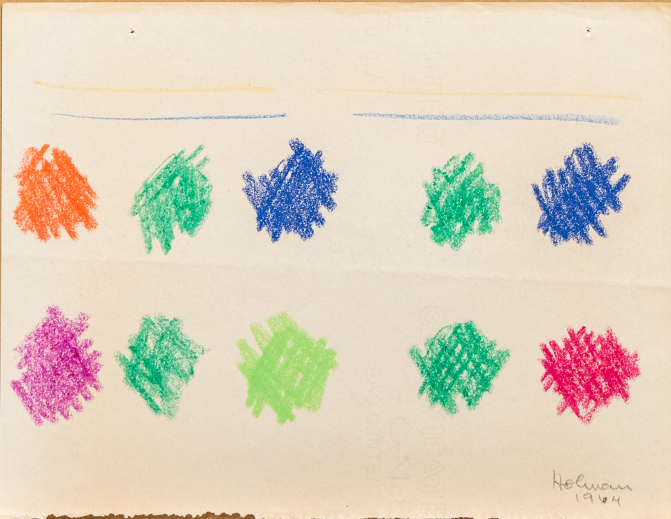 unnamed is an original crayon drawing measuring 8.5 × 11 inches, completed in 1964 by American Expressionist Landscape painter Bud Holman.