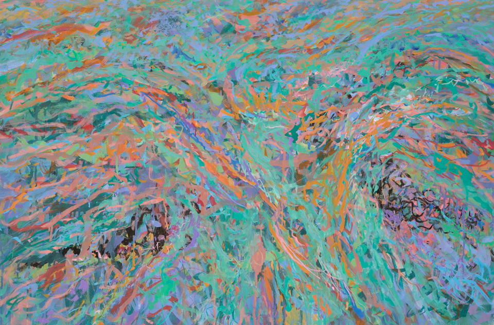 Tumacacori Road #5 is an original oil on canvas painting measuring 24 × 36 inches, completed in 2011 by American Expressionist Landscape painter Bud Holman.