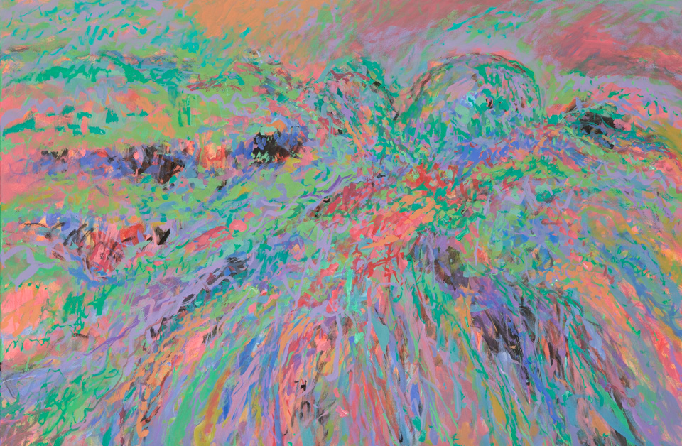 Las Golandrinas #2 is an original oil on canvas painting measuring 24 × 36 inches, completed in 2013 by American Expressionist Landscape painter Bud Holman.