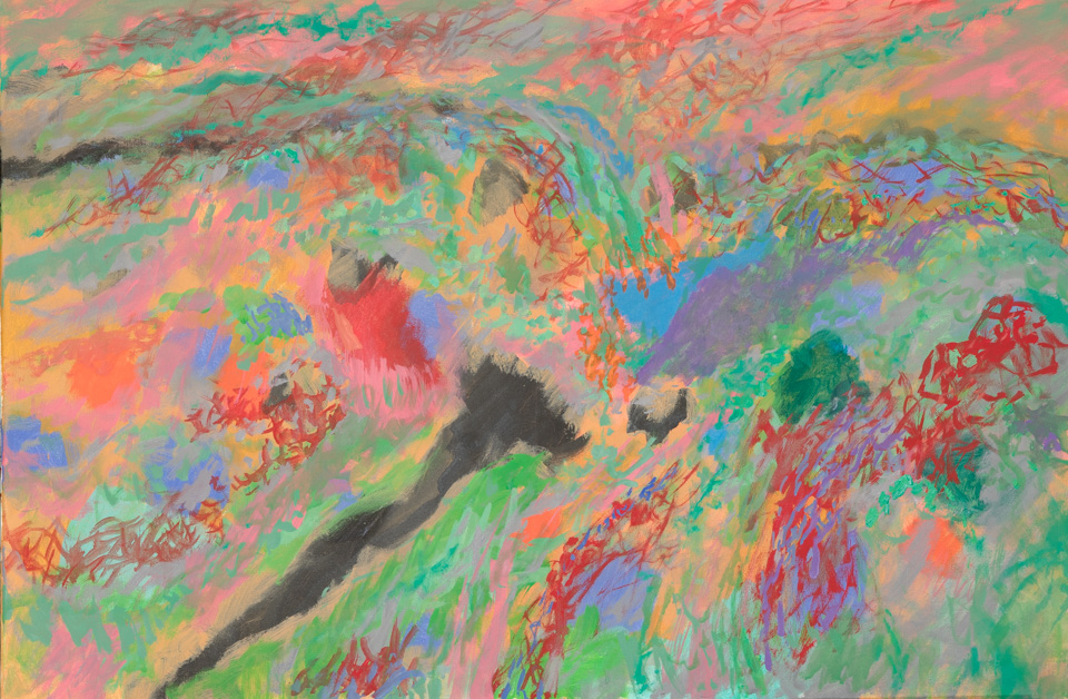 Black Rocks Hills, near Tombstone #4 is an original oil on canvas painting measuring 24 × 36 inches, completed in 2014 by American Expressionist Landscape painter Bud Holman.