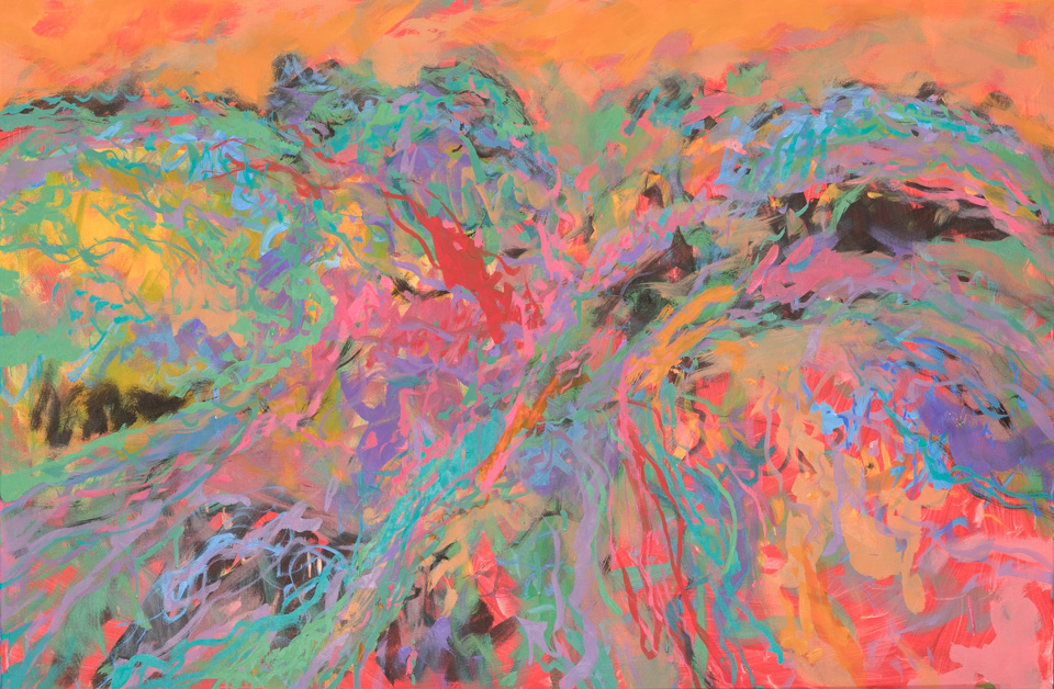 Black Rocks Hills, near Tombstone #8 is an original oil on canvas painting measuring 24 × 36 inches, completed in 2014 by American Expressionist Landscape painter Bud Holman.