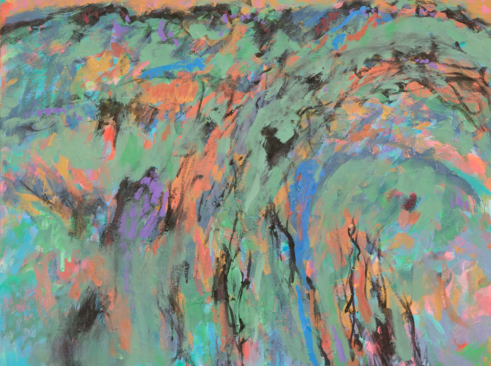 Rancho Santa Cruz #3 is an original oil on canvas painting measuring 20 × 24 inches, completed in 2016 by American Expressionist Landscape painter Bud Holman.