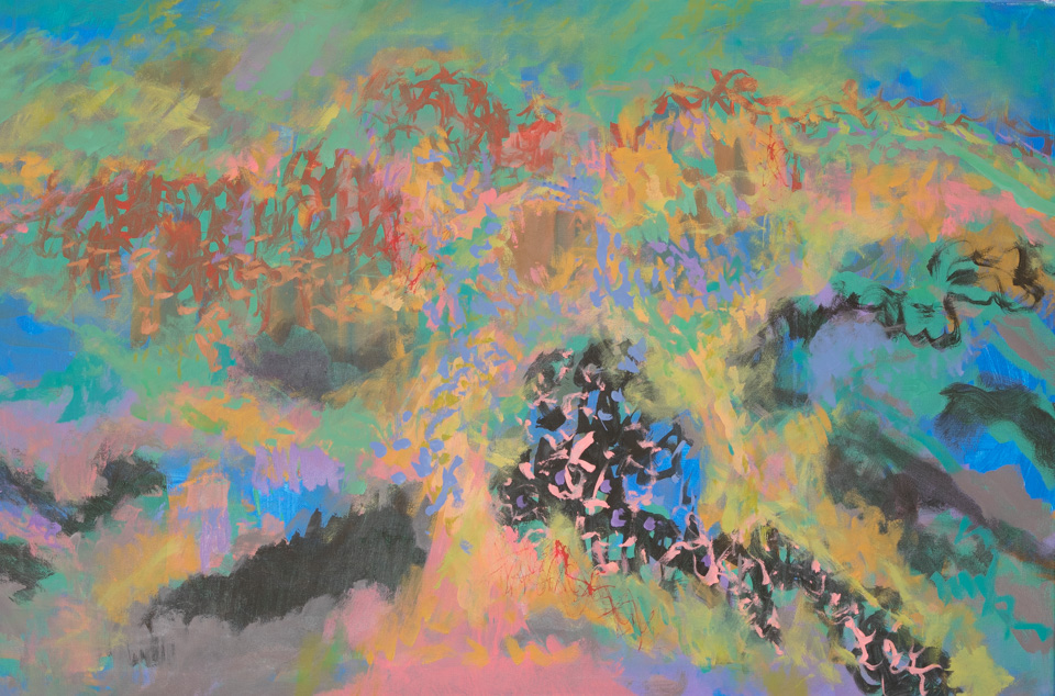 Tubac Summer #5 is an original oil on canvas painting measuring 24 × 36 inches, completed in 2005 by American Expressionist Landscape painter Bud Holman.