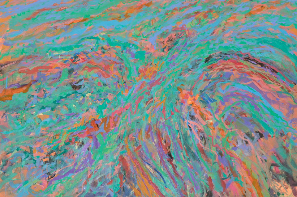 Rio Rico, AZ #9 is an original oil on canvas painting measuring 24 × 36 inches, completed in 2018 by American Expressionist Landscape painter Bud Holman.