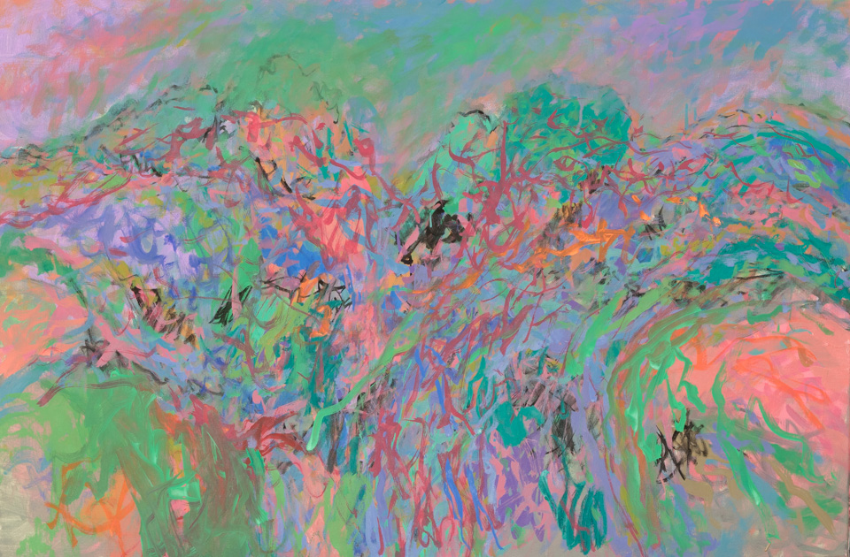 Tubac, Spring #5 is an original oil on canvas painting measuring 24 × 36 inches, completed in 2015 by American Expressionist Landscape painter Bud Holman.