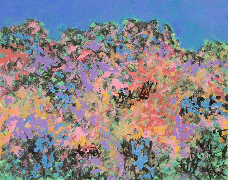Chuparosa Landscape #2 is an original oil on canvas painting measuring 24 × 30 inches, completed in 2006 by American Expressionist Landscape painter Bud Holman.