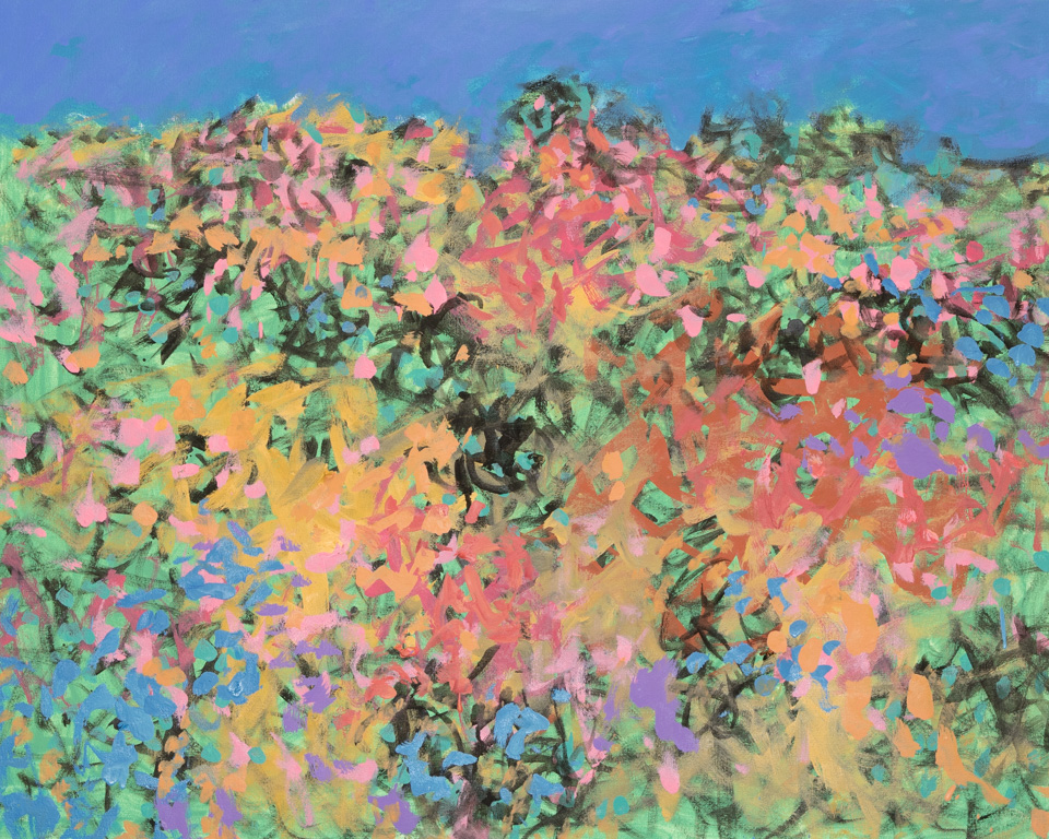 Chuparosa Landscape #6 is an original oil on canvas painting measuring 24 × 30 inches, completed in 2006 by American Expressionist Landscape painter Bud Holman.
