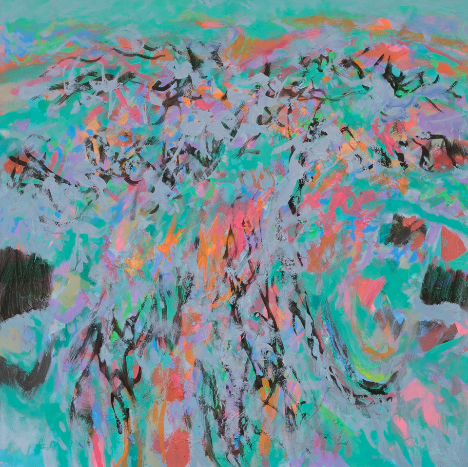 High Sonoran Desert Landscape  is an original oil on canvas painting measuring 20 × 20 inches, completed in 1998 by American Expressionist Landscape painter Bud Holman.