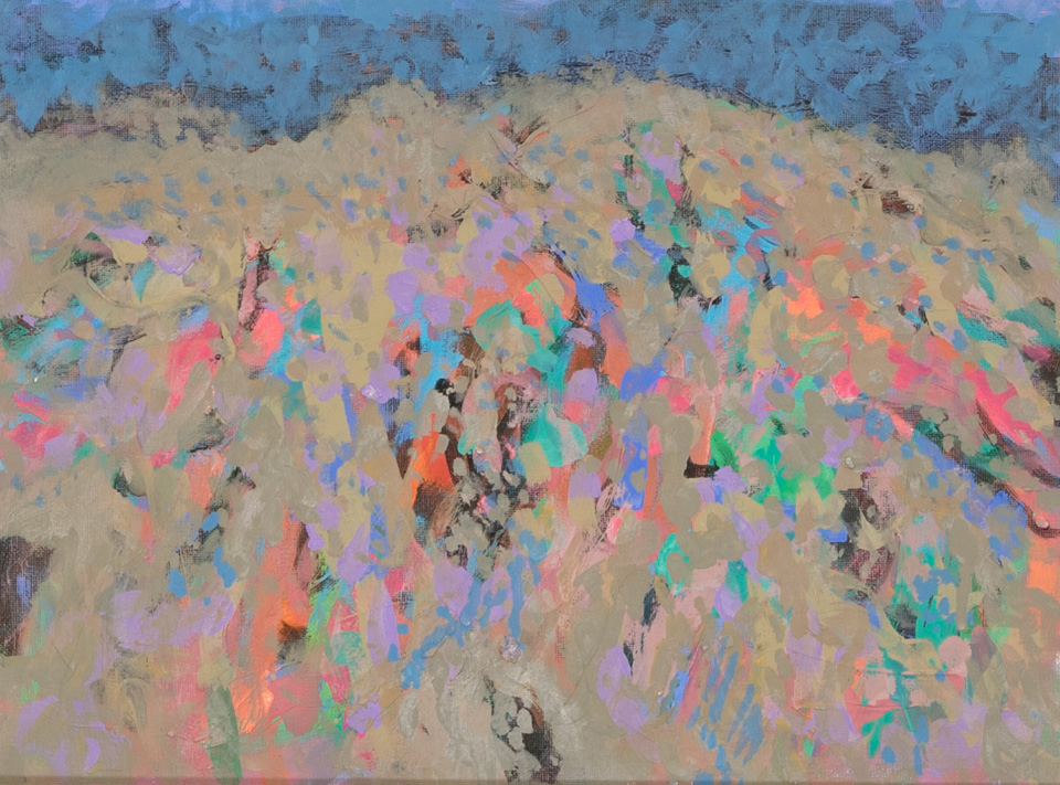 Nogales #15 is an original oil on panel painting measuring 12 × 16 inches, completed in 2009 by American Expressionist Landscape painter Bud Holman.