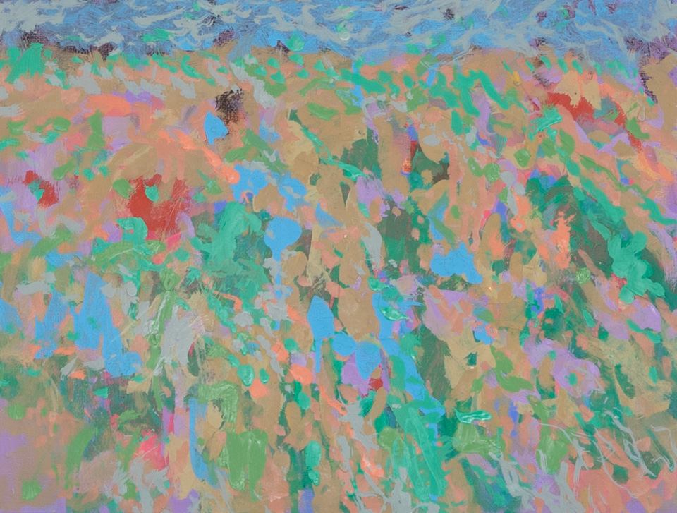 Nogales #18 is an original oil on panel painting measuring 11 × 14 inches, completed in 2009 by American Expressionist Landscape painter Bud Holman.