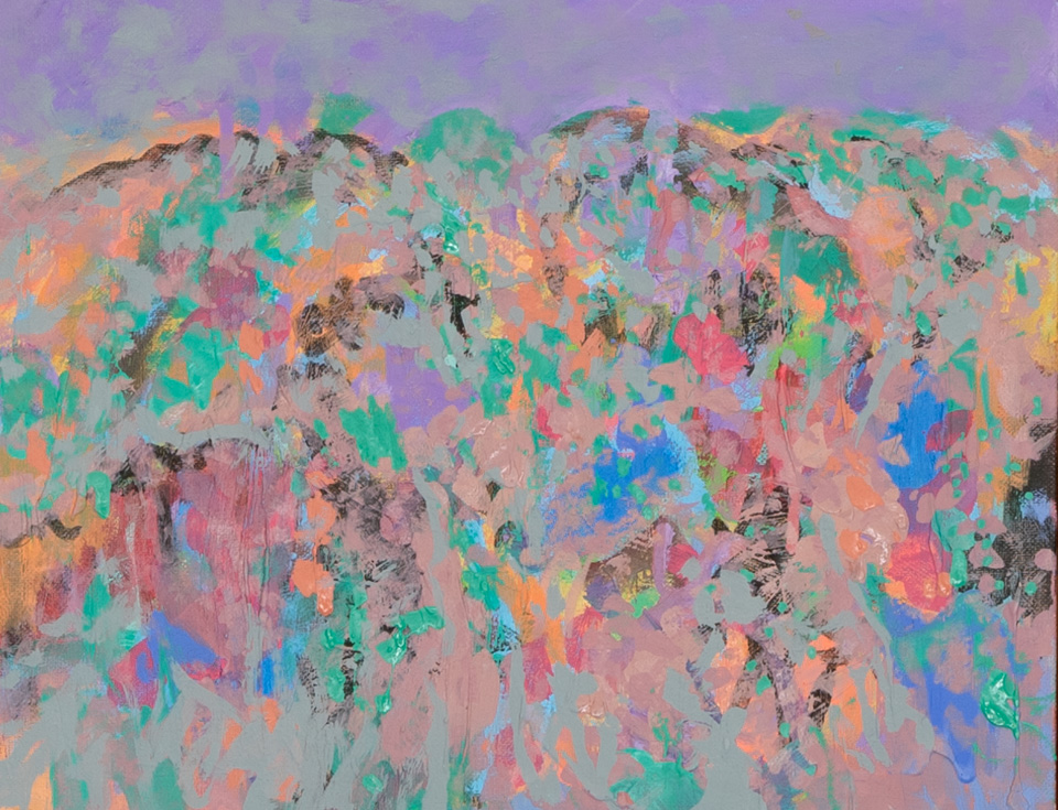 Nogales #23 is an original oil on panel painting measuring 11 × 14 inches, completed in 2009 by American Expressionist Landscape painter Bud Holman.