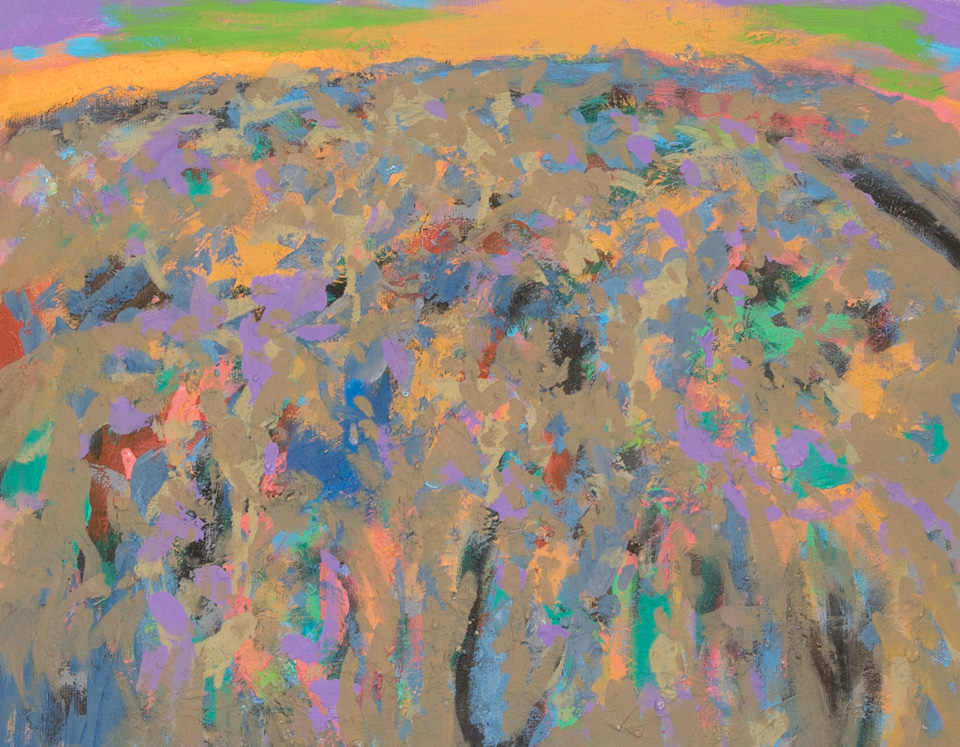 Nogales #52 is an original oil on panel painting measuring 14 × 18 inches, completed in 2007 by American Expressionist Landscape painter Bud Holman.