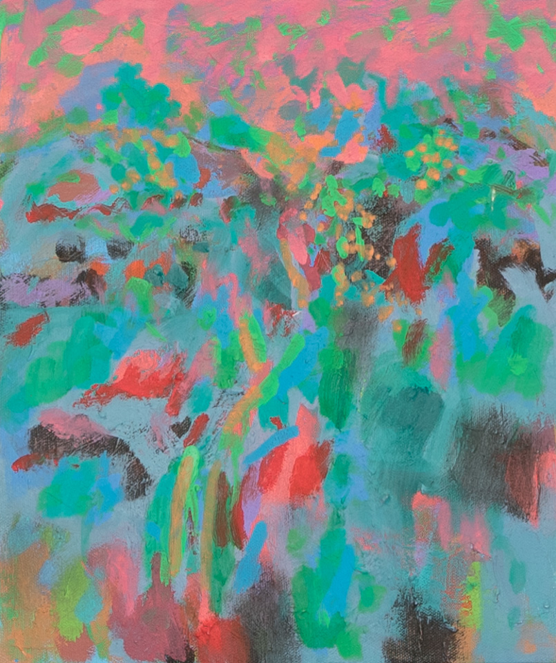 Rancho Kickapoo # 14 is an original oil on canvas painting measuring 12 × 10 inches, completed in 2016 by American Expressionist Landscape painter Bud Holman.