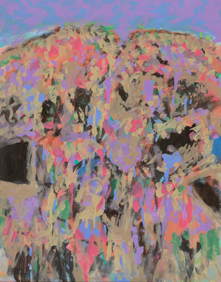 Morocco #39 is an original oil on panel painting measuring 20 × 16 inches, completed in 2002 by American Expressionist Landscape painter Bud Holman.