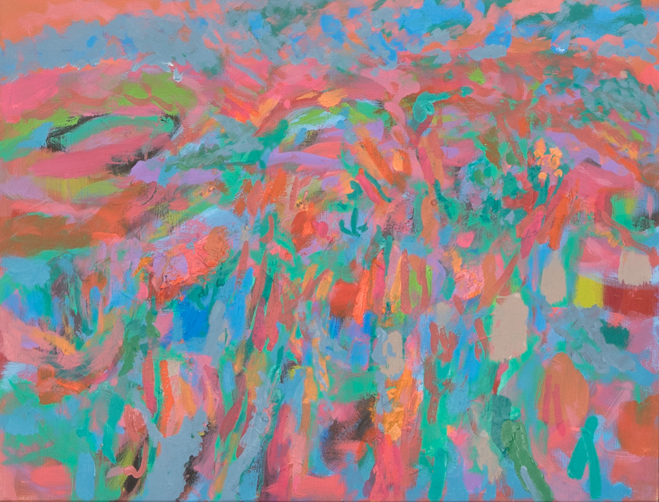 Nogales #144 is an original oil on canvas painting measuring 14 × 18 inches, completed in 2007 by American Expressionist Landscape painter Bud Holman.