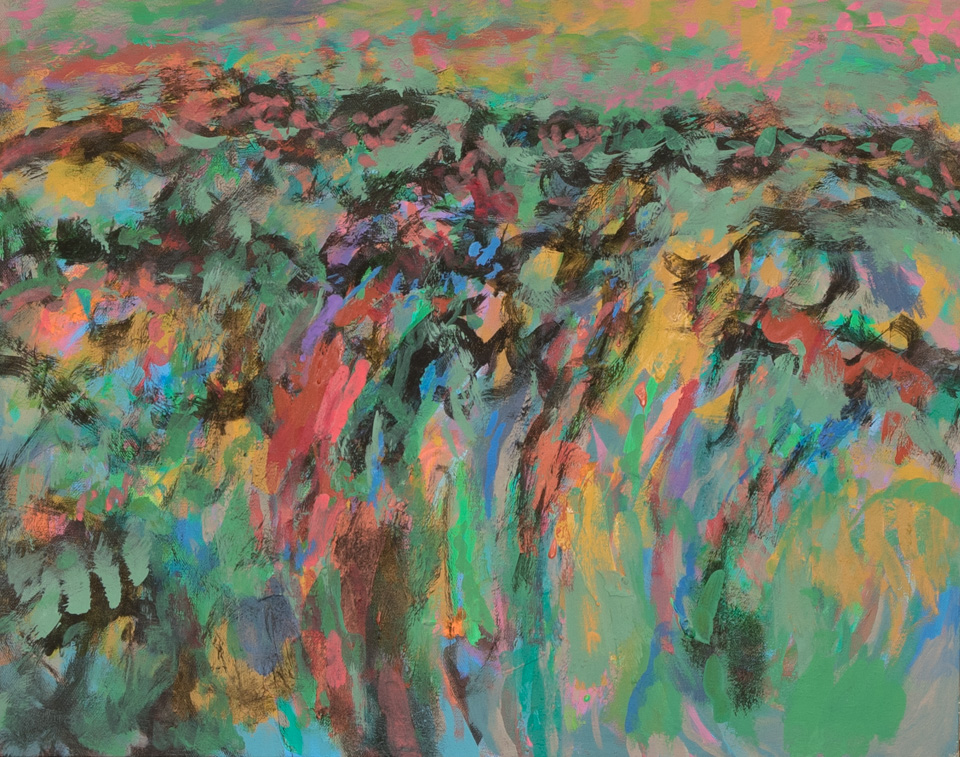 Tucson #5 is an original oil on canvas painting measuring 16 × 20 inches, completed in 1990 by American Expressionist Landscape painter Bud Holman.