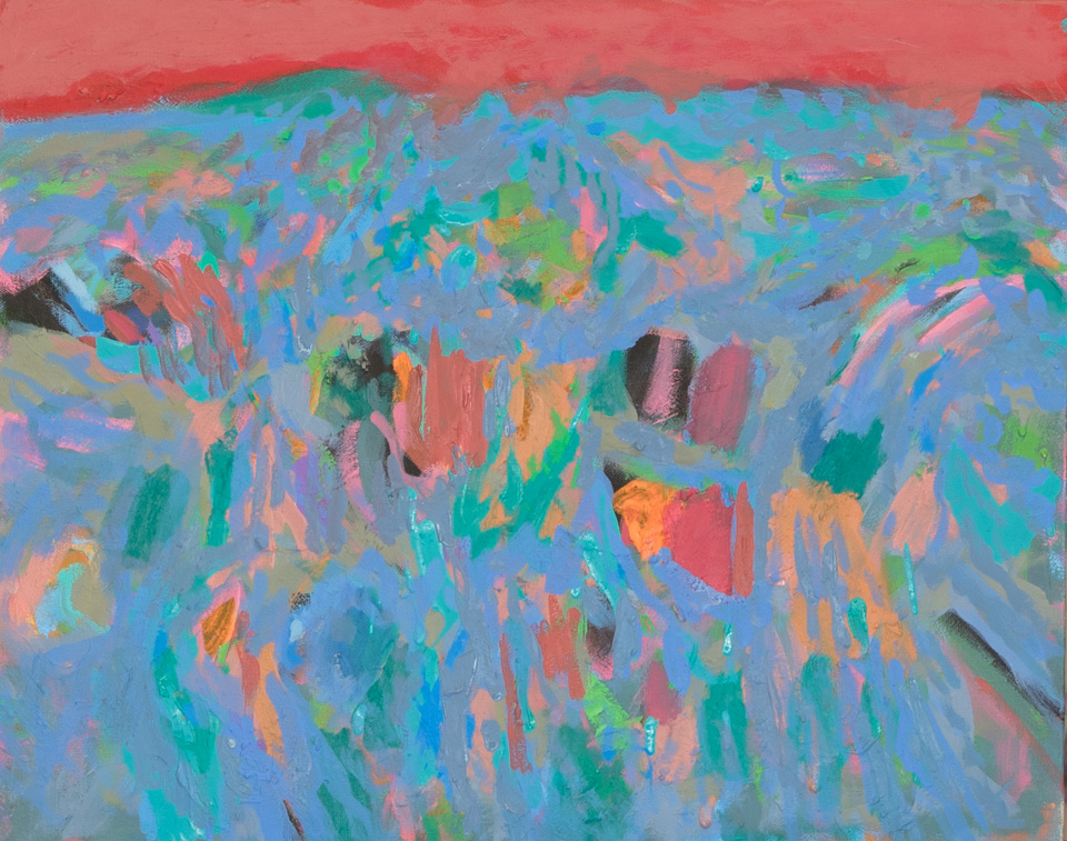 Tucson #17 is an original oil on canvas painting measuring 16 × 20 inches, completed in 1997 by American Expressionist Landscape painter Bud Holman.
