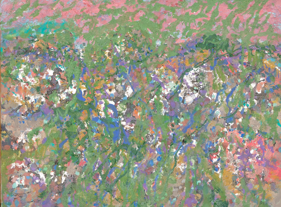 Nogales #159 is an original oil on canvas painting measuring 18 × 24 inches, completed in 2000 by American Expressionist Landscape painter Bud Holman.